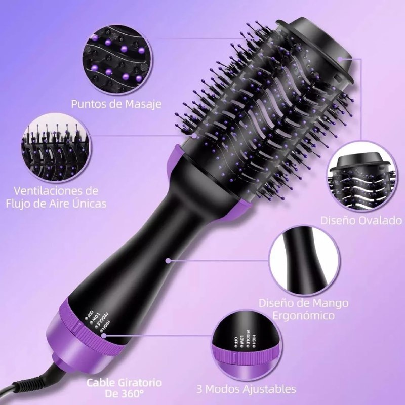 CEPILLO DE AIRE CALIENTE SECA Y PEINA TU CABELLO EN UN SOLO PASO SIN FRIZZ ONE STEP