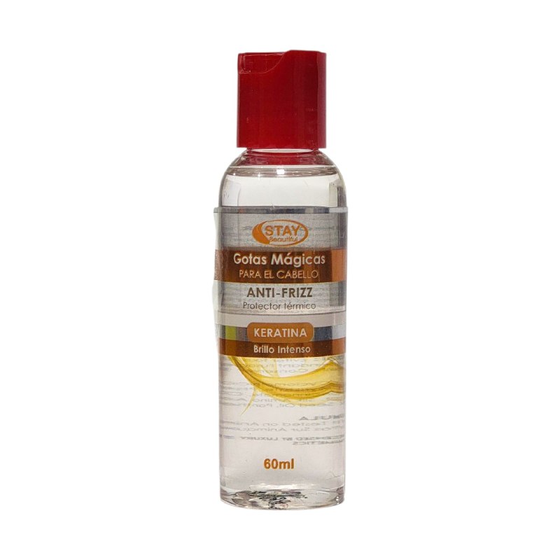 ACEITE PARA EL CABELLO GOTAS MAGICAS DE QUERATINA ANTIFRIZZ PROTECTOR TERMICO Y BRILLO INTENSO STAY BEAUTIFUL 60ML