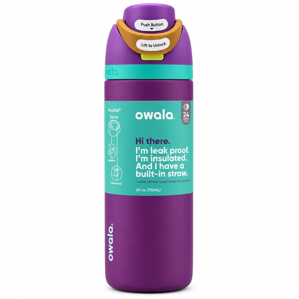 BOTELLA TÉRMICA REUTILIZABLE CON PAJILLA INTEGRADA OWALA 24OZ (710ML)