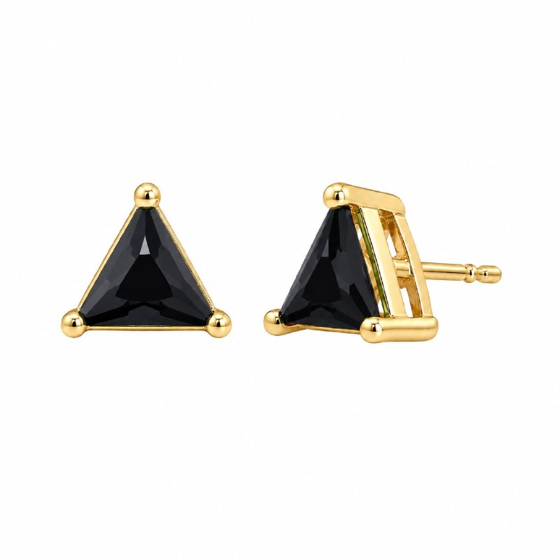 ARITOS DE ENCHAPE PARA DAMA CON PIEDRA TRIANGULAR