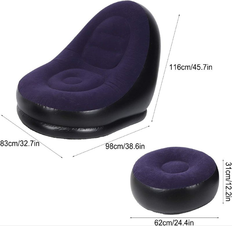 SOFA INFLABLE RECLINABLE, PARA EXTERIORES O INTERIORES CON REPOSAPIES Y BOMBA DE AIRE 3 COLORES SENYOUBAO