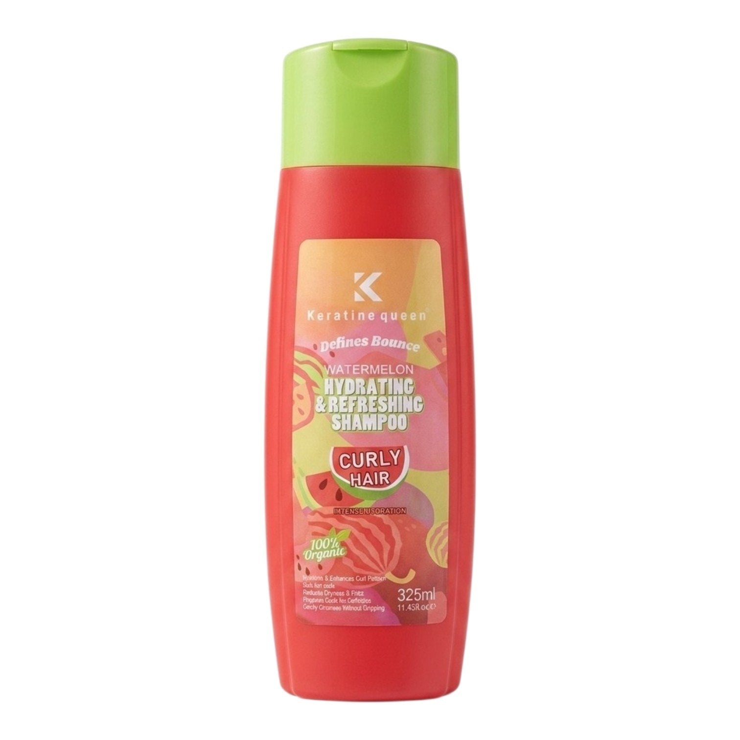 SET DE SHAMPOO Y ACONDICIONADOR HIDRATANTE Y NUTRITIVO PARA CABELLO RIZADO CON EXTRACTO DE SANDIA KERATINE QUEEN 325ML & 200ML