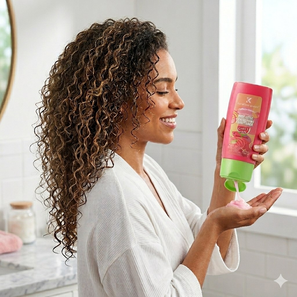 SET DE SHAMPOO Y ACONDICIONADOR HIDRATANTE Y NUTRITIVO PARA CABELLO RIZADO CON EXTRACTO DE SANDIA KERATINE QUEEN 325ML & 200ML