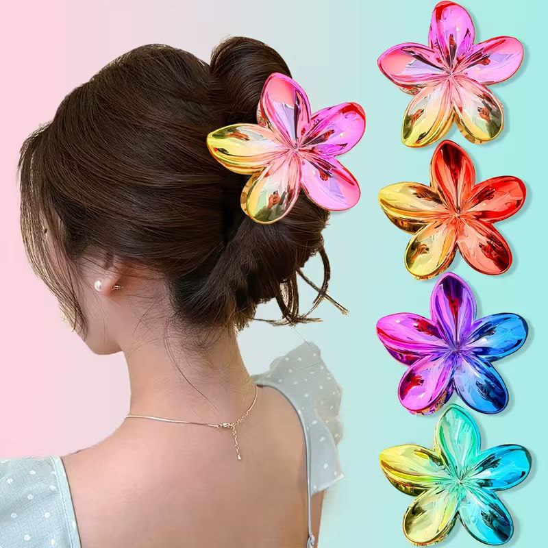 GANCHO PARA EL CABELLO DE DISEÑO DE FLOR HAWAIANA, PINZAS DE SUJECION FUERTE, ACCESORIO PARA EL CABELLO PAQUETE DE 12UND 7.5X8CM
