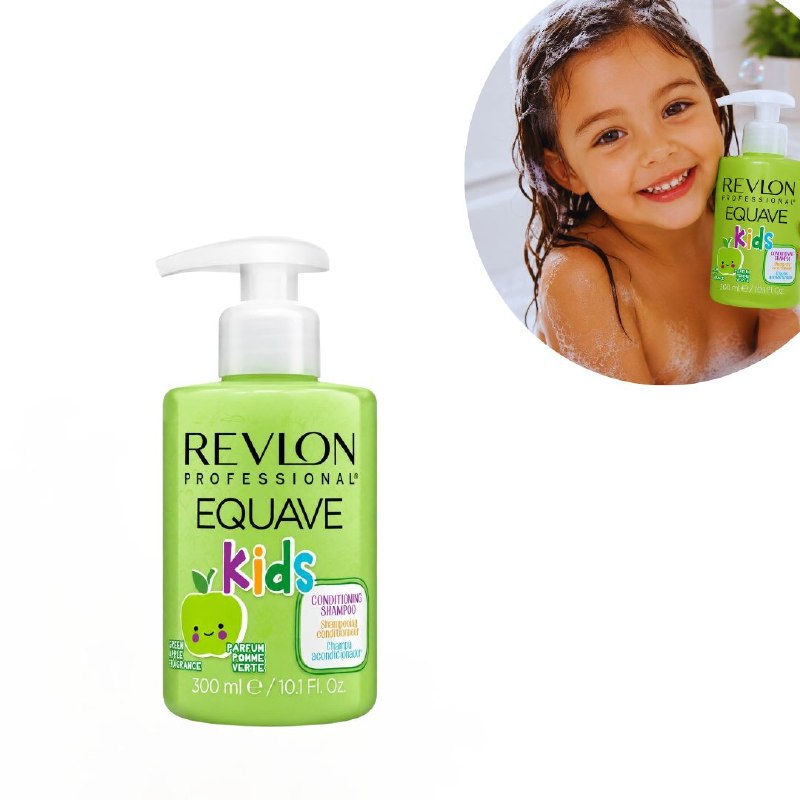 SHAMPOO 2 EN 1 Y CONDICIONADOR SUAVE DESENREDANTE CON AROMA A MANZANA VERDE PARA NIÑAS REVLON 300ML