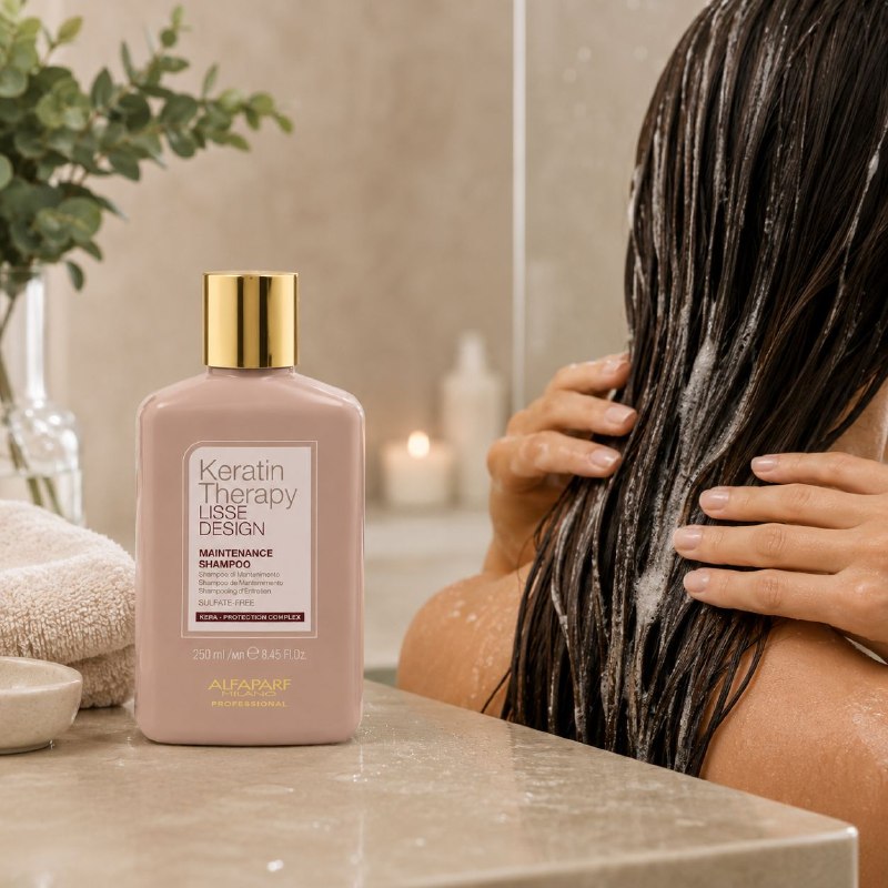 SHAMPOO DE MANTENIMIENTO POST ALISADO SIN SULFATOS CON KERATINA Y ACEITE DE BABASU ALFAPARF 250ML