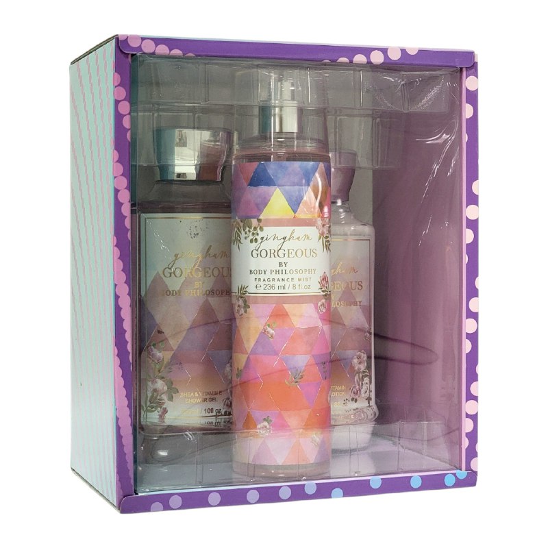 SET BODY PHILOSOPHY GINGHAM GORGEOUS SPLASH 250ML, CREMA CORPORAL 236ML, GEL DE DUCHA 295ML (M) DUPE BATH AND BODY GINGHAM GORGEOUS
