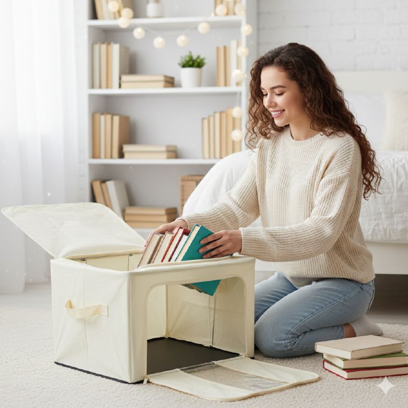 ORGANIZADOR CAJA DE ALMACENAMIENTO PLEGABLE DE TELA MULTIFUNCIONAL PARA ORGANIZAR ROPA, JUGUETES O LIBROS 50X40X32CM