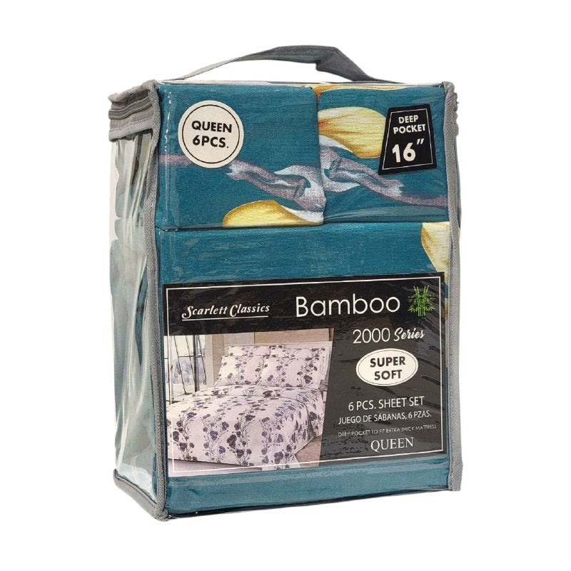 JUEGO DE SABANAS CAMERA DE 6 PIEZAS QUEEN SCARLETT CLASSICS BAMBOO, 54 ESTILOS