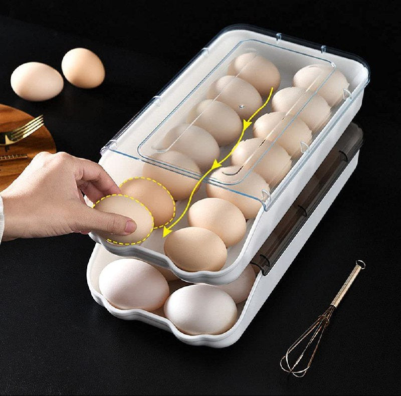 ORGANIZADOR DE HUEVOS TRANSPARENTE CON CAPACIDAD PARA 14 HUEVOS 16.5X31.5X7.5CM