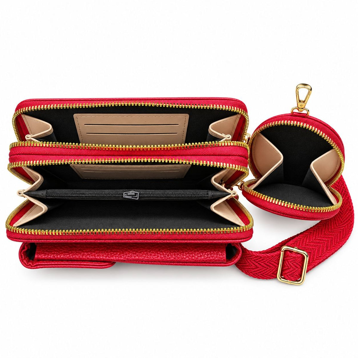 CARTERA CRUZADA CON MINI MONEDERO Y CORREA AJUSTABLE TABU 19X12CM