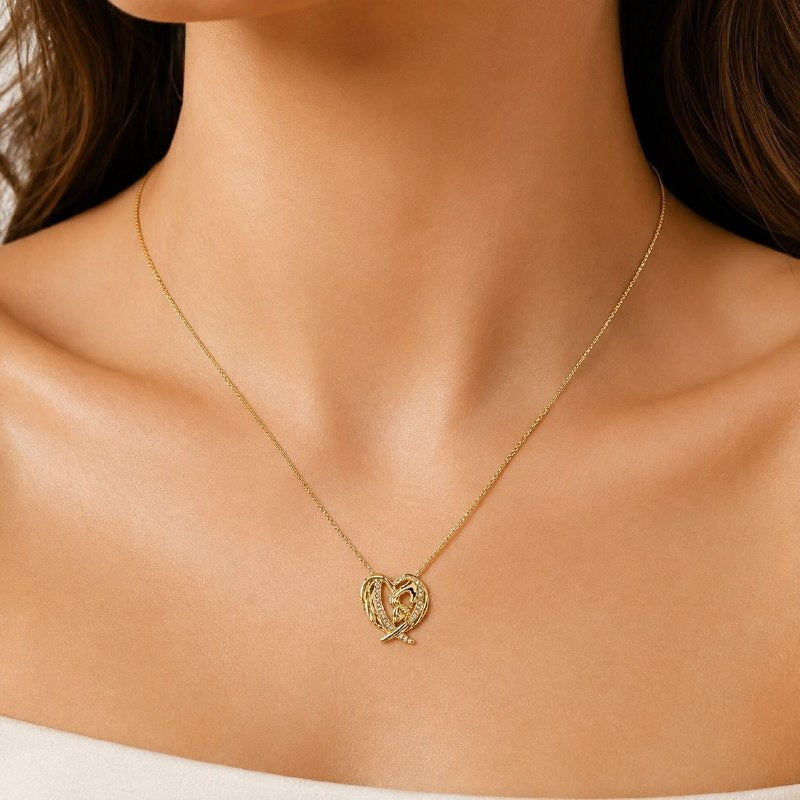 GARGANTILLA DE ENCHAPE PARA DAMA CON DISEÑO DE CORAZON 3.1CM