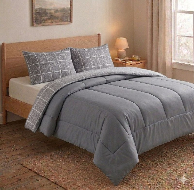 JUEGO DE EDREDON REVERSIBLE DE TAMAÑO QUEEN DE 3PCS BENELI HOME