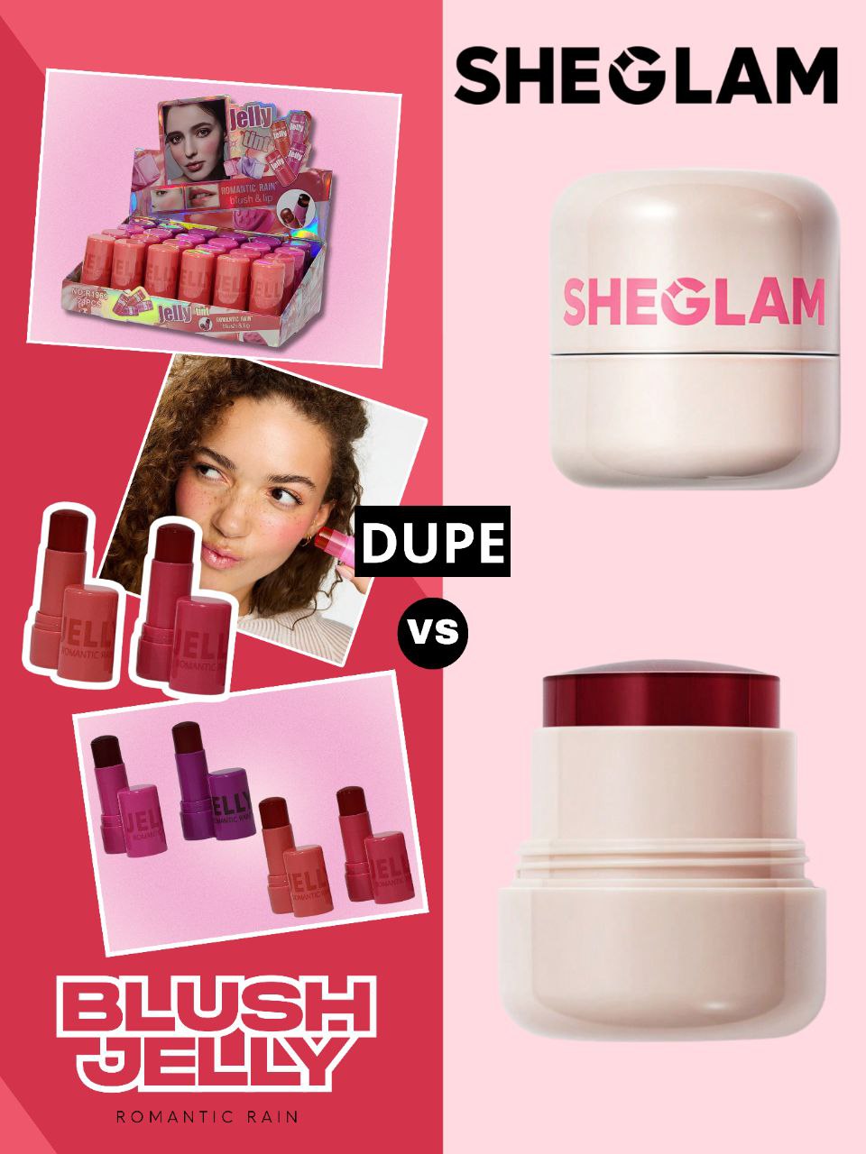 BLUSH Y LABIAL GELATINA TINTE 4 TONOS JELLY TINT ROMANTIC RAIN (DUPE DE SHEGLAM)