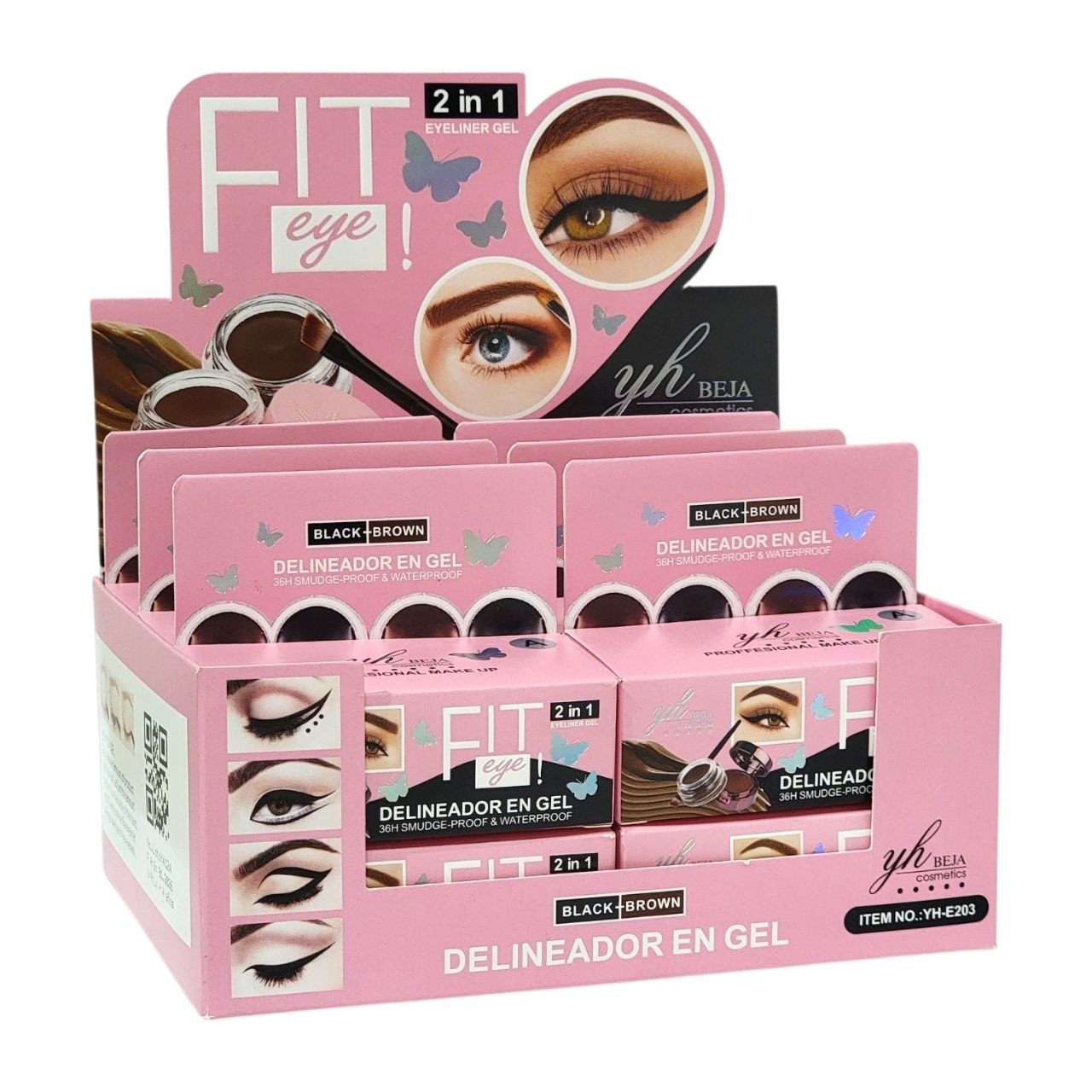 GEL DELINEADOR EN GEL COLORACIÓN PRECISA TEXTURA SUAVE NO SE OBSTRUYE DELINEADO PRUEBA DE MANCHAS Y RESISTENTE 3 TONOS YH BEJA COSMETICS  2X8G