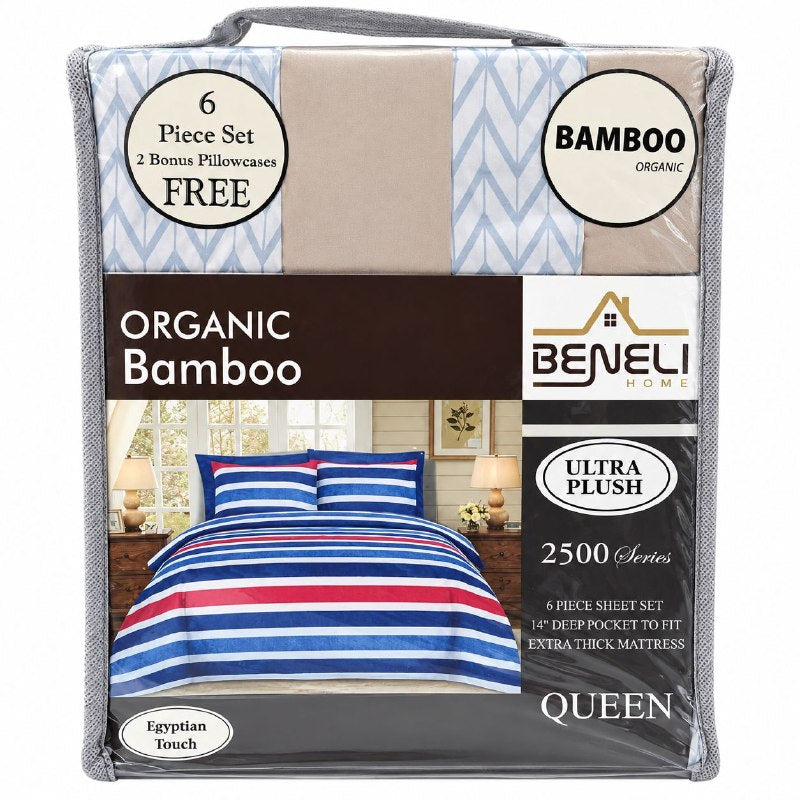 JUEGO DE SABANAS QUEEN DE 6 PIEZAS EN MICROFIBRA Y BAMBU BENELI HOME