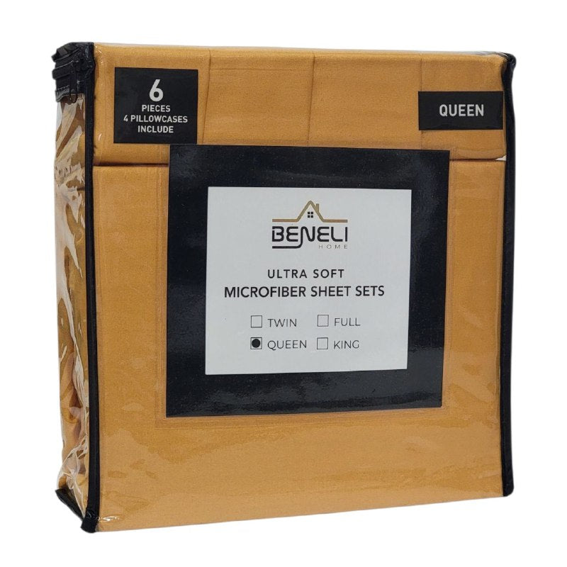 JUEGO DE SABANAS CAMERA DE 6 PIEZAS QUEEN BENELI HOME, 11 ESTILOS
