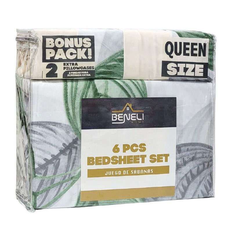 JUEGO DE SABANAS CAMERA DE 6 PIEZAS QUEEN BENELI HOME, 8 ESTILOS