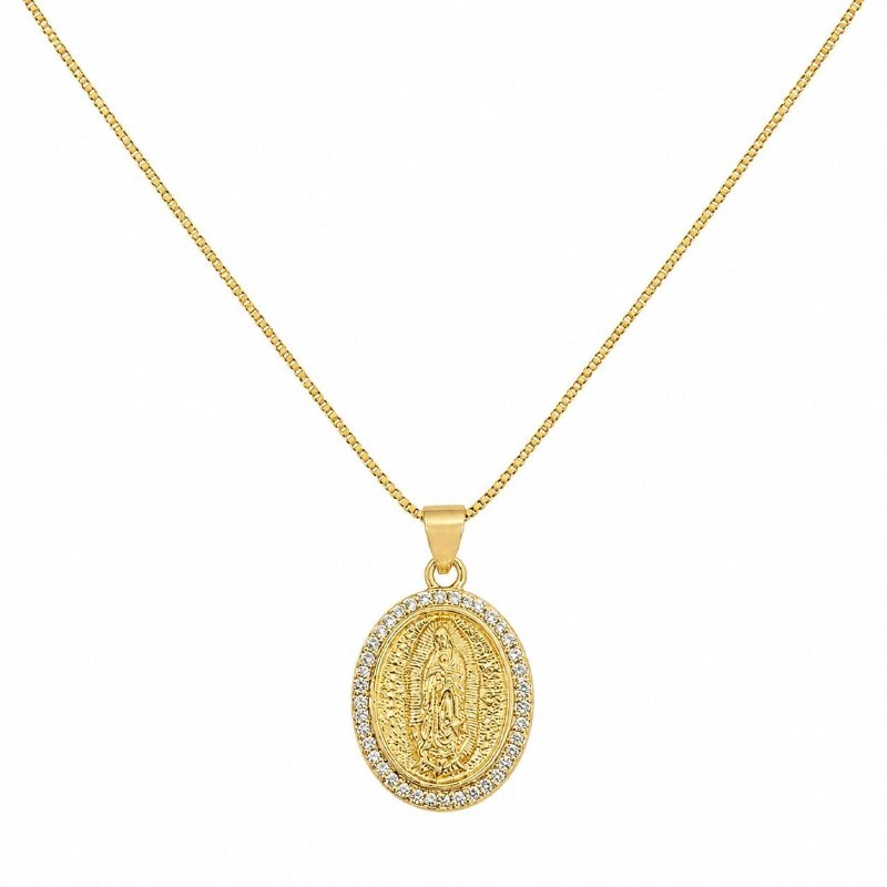 GARGANTILLA DE ENCHAPE PARA DAMA CON DISEÑO DE LA VIRGEN MARIA 2.3CM