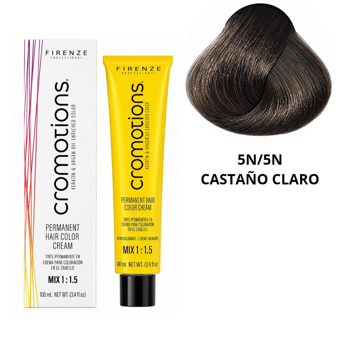 TINTE PERMANENTE EN CREMA CROMOTIONS 5N/5N CASTAÑO CLARO FIRENZE PROFESSIONAL 100ML