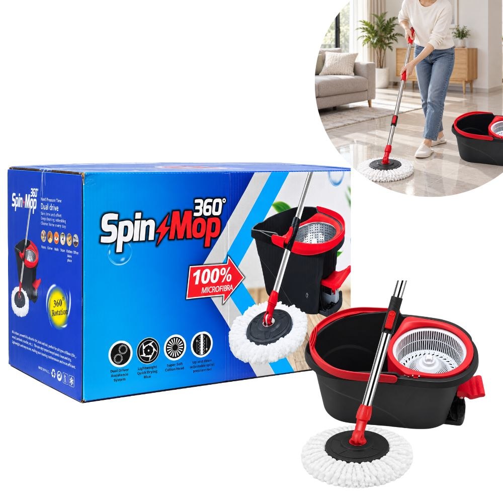 MOPA GIRATORIA 360 SPIN MOP CON BALDE Y CABEZAL DE MICROFIBRA
