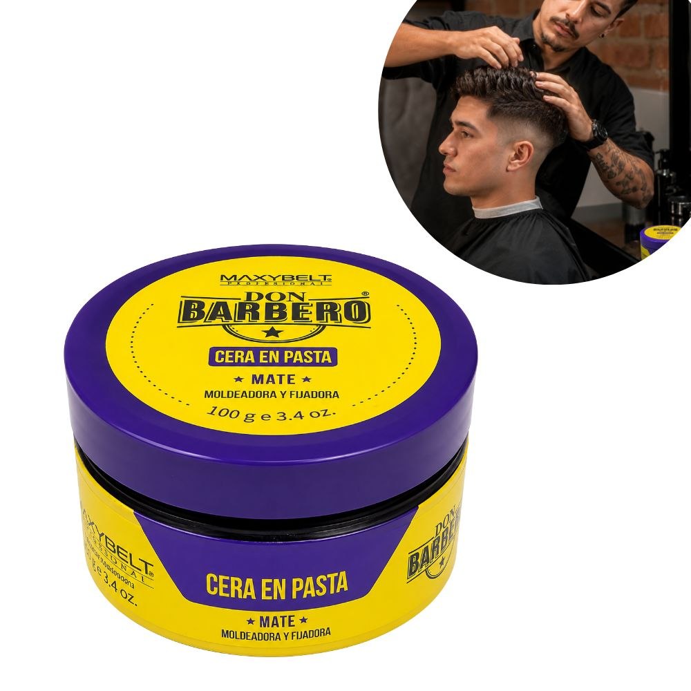 CERA EN PASTA MATE MAXYBELT PROFESSIONAL DON BARBERO 100G 1 UND (MOLDEADORA Y FIJADORA PARA CABELLO)
