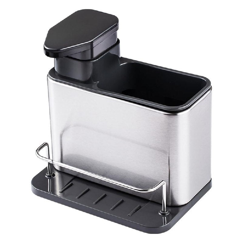 DISPENSADOR DE JABON LIQUIDO PARA COCINA, ESTANTE DE ALMACENAMIENTO DE LIMPIEZA 3 EN 1, ORGANIZADOR DE ACERO INOXIDABLE CLEAN STORAGE BOX