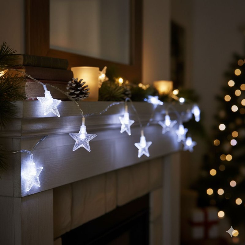 LUCES DECORATIVAS NAVIDEÑAS GUIRNALDA LED, PERFECTA PARA ARBOLES Y ESPACIOS INTERIORES O EXTERIORES, CAMBIOS DE LUZ BLANCA 9 DISEÑOS