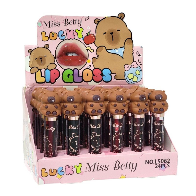 LIP GLOSS TINTA HIBRIDA DE TEXTURA LIGERA DE LARGA DURACION CON DISEÑO DE CAPIBARA MISS BETTY 8G