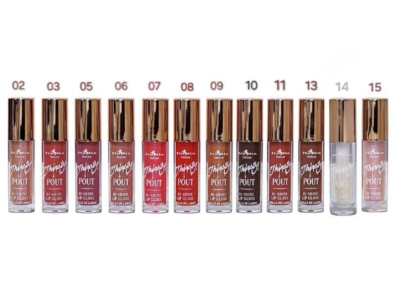 BRILLO LABIAL COLOR TRANSPARENTE, HIDRATA, NUTRE, VARITA XXL APLICACION SUAVE 12 TONOS ITALIA DELUXE THIRSTY POUT 4G