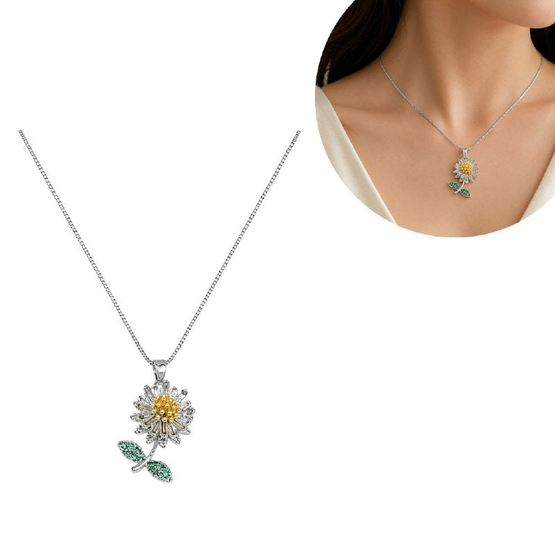 GARGANTILLA DE ENCHAPE PARA DAMA CON DISEÑO DE FLOR GIRASOL 3.3.CM