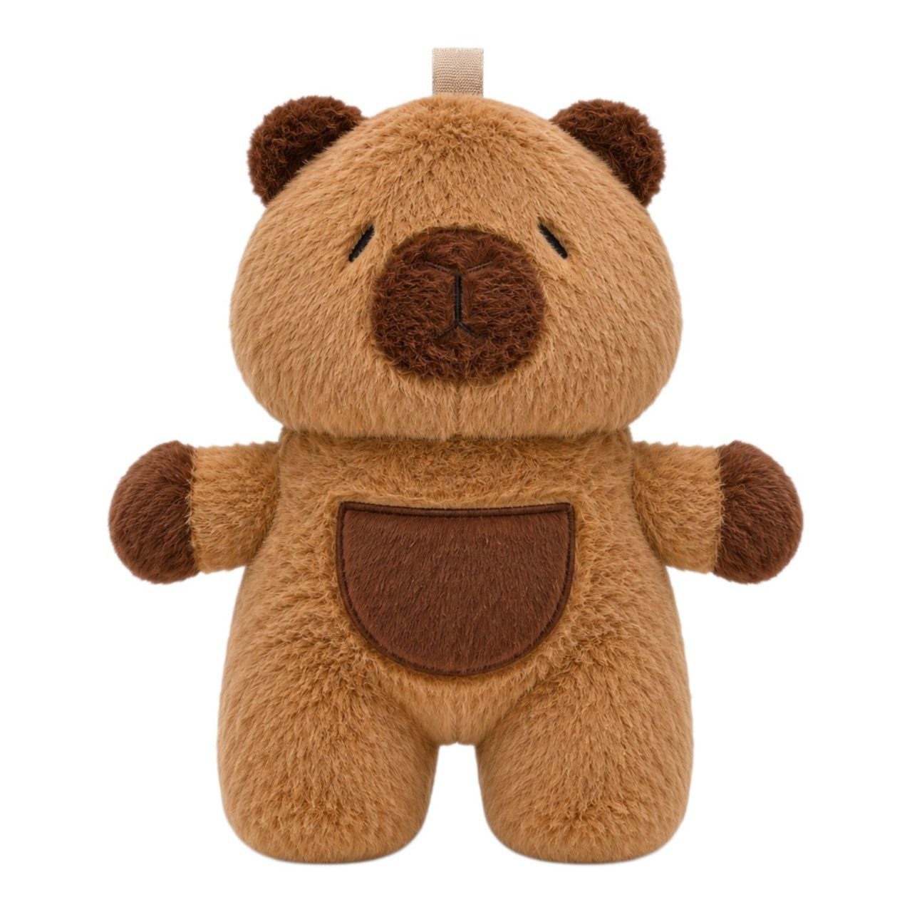 MOCHILA DE PELUCHE DE CAPIBARA PREMIUM BOLSO INFANTIL DE FELPA SUAVE DE GRAN CAPACIDAD CON FRUTA INTERACTIVA Y CORREAS AJUSTABLES  27x25 CM