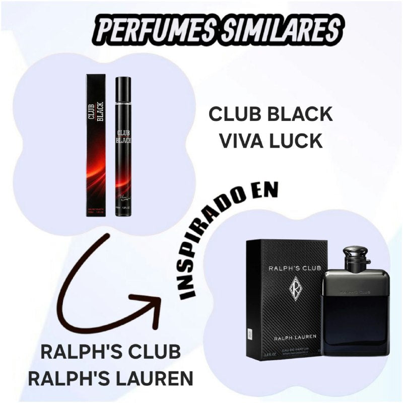 PERFUME EN TUBO PARA HOMBRE VIVA LUCK CLUB BLACK EDT 35ML (H) (AROMA SIMILAR POLO RALPH CLUB)