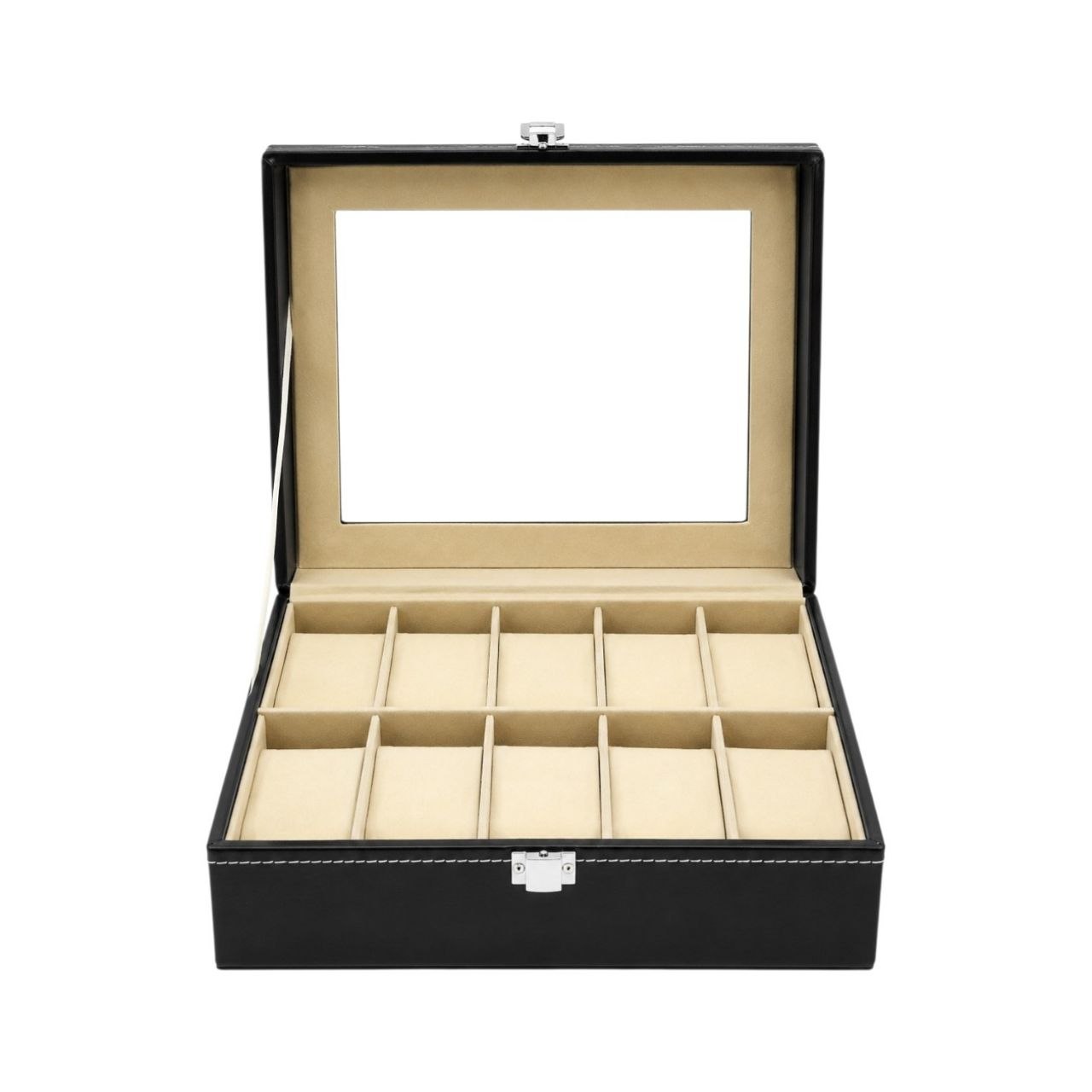 ORGANIZADOR PARA RELOJ FABRICADO CON PIEL SINTÉTICA DE PRIMERA CALIDAD SUAVE CUBIERTA DE TERCIOPELO 21X26CM