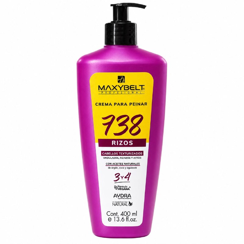 CREMA PARA PEINAR Y DEFINIDORA DE RIZOS CON ACEITES DE ARGAN, COCO Y AGUACATE 738 MAXYBELT 400ML