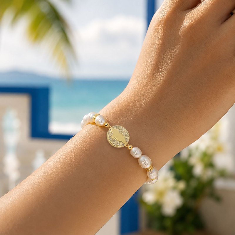 PULSERA DE ENCHAPE ELASTICA PARA DAMA CON DISEÑO DE HONDURAS