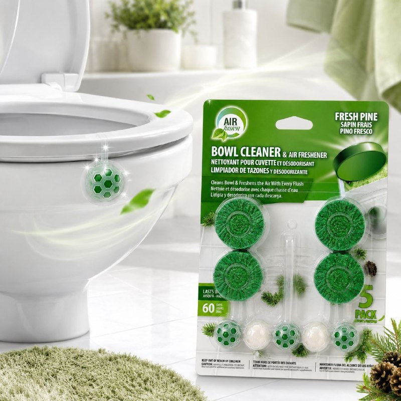PASTILLAS LIMPIADORAS Y DESODORANTES PARA SANITARIOS CON AROMA A AIRES DEL BOSQUE AIR FUSION 5PCS