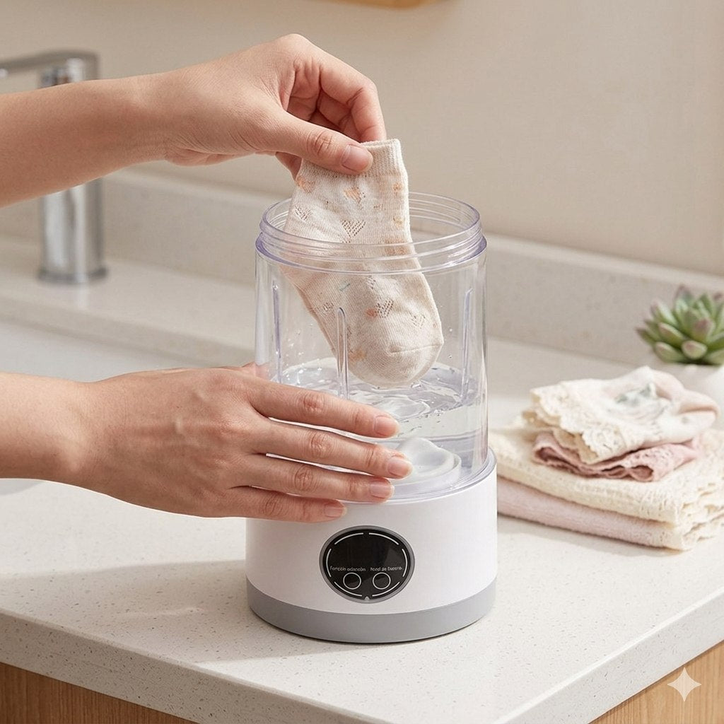 MINI LAVADORA PORTÁTIL PARA LA LIMPIEZA PRÁCTICA DE PRENDAS PEQUEÑAS WIRELESS CHARGING MINI WASHING MACHINE