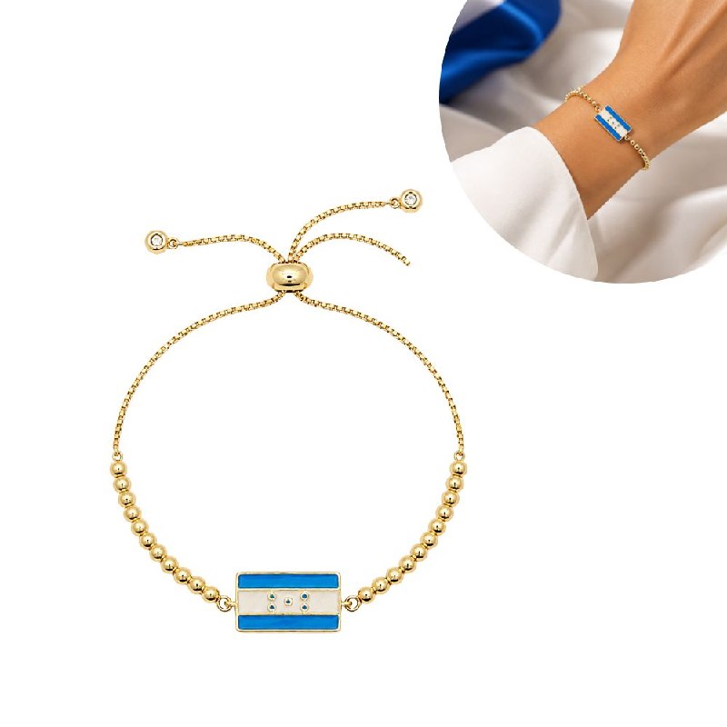 PULSERA DE ENCHAPE ELASTICA PARA DAMA CON DISEÑO DE HONDURAS