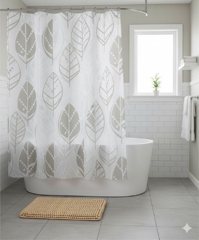 CORTINA DE DUCHA EN SET DE 2 PIEZAS TAPETE 40X60CM, CORTINA Y GANCHOS 180X180CM BENELI HOME