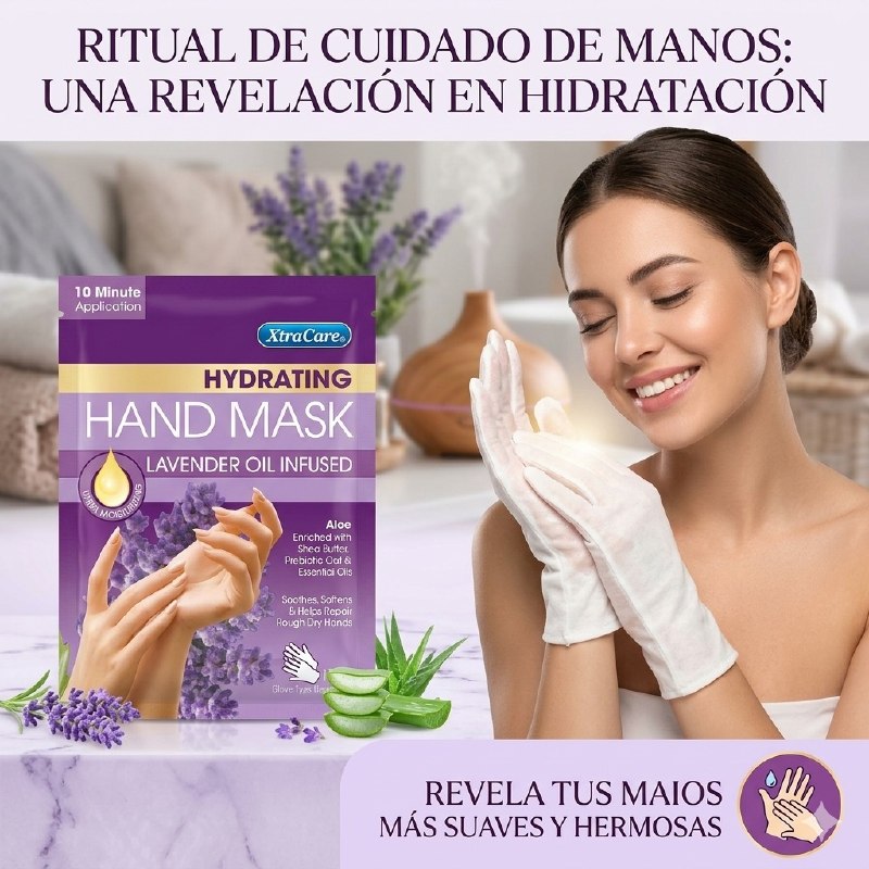 MASCARILLA PARA MANOS HIDRATANTE Y REPARADORA DE ACEITE DE LAVANDA Y KARITE XTRACARE 1 PAR
