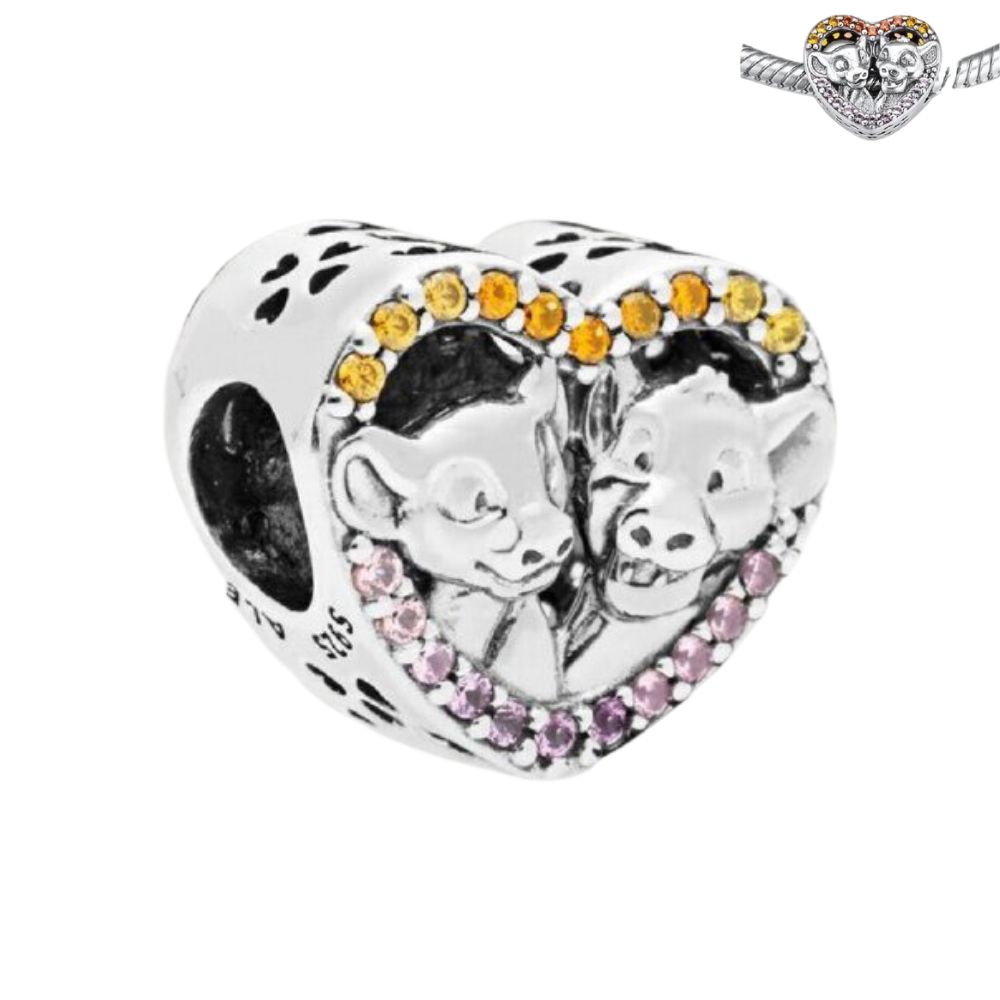 PCHARM1592  CORAZON EL REY LEON CIRCONES DE COLORES AL REDEDOR