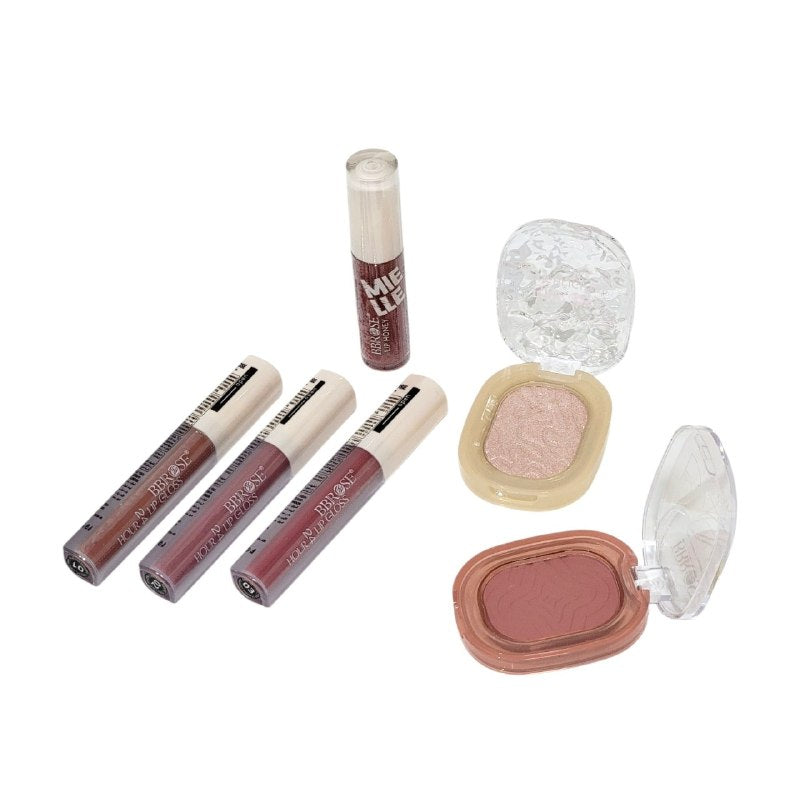SET DE MAQUILLAJE COMPLETO DE 6 PIEZAS PARA LABIOS Y ROSTRO BBROSE