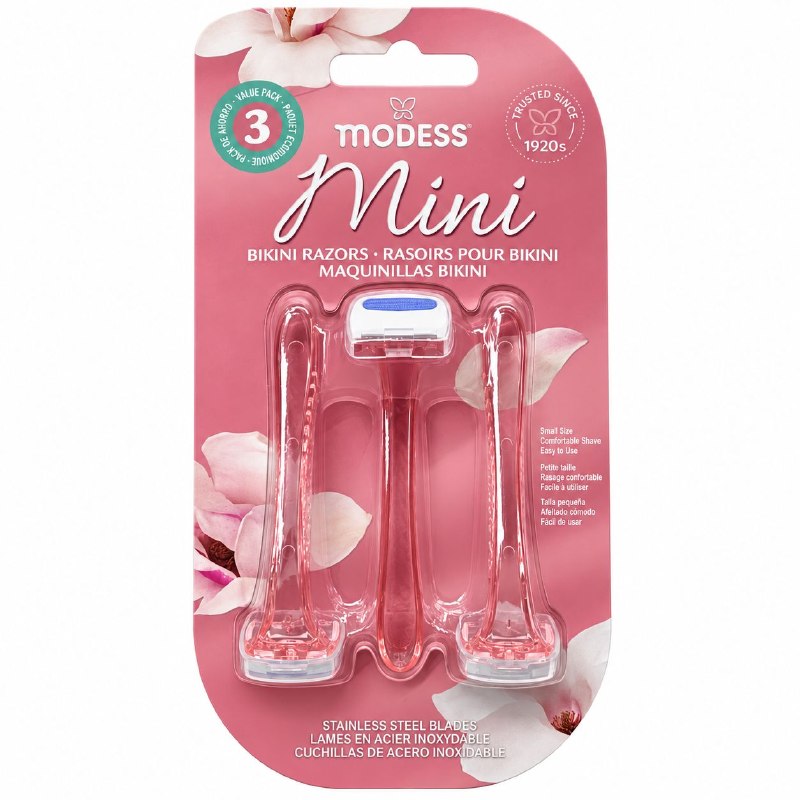 SET DE 3 RASURADORAS AFEITADORAS FEMENINAS DE PRECISION DE ACERO INOXIDABLE MODESS