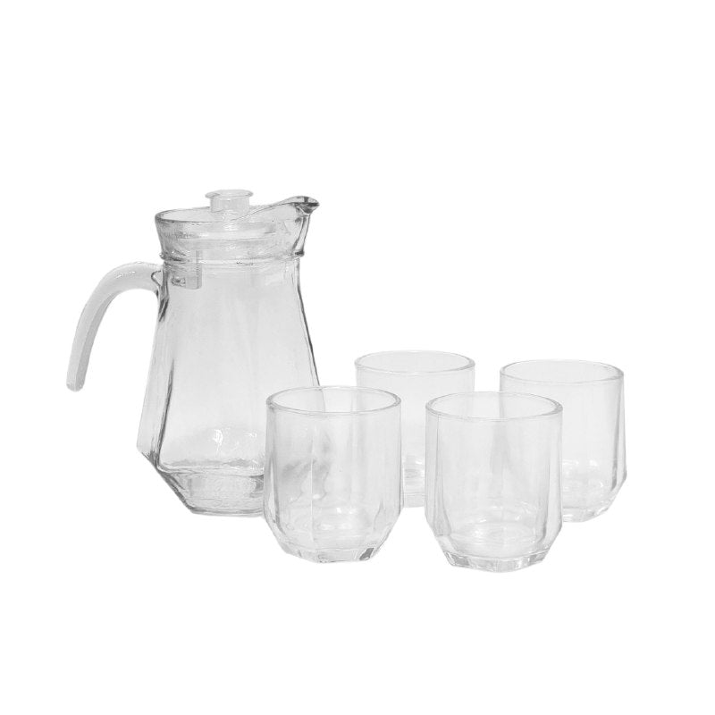 RECIPIENTE PICHEL JARRA EN SET CON VASOS DE VIDRIO DE 5 PIEZAS AIZLV
