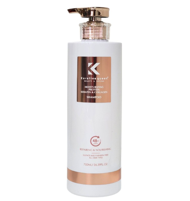 SHAMPOO CON PROTEINA, QUERATINA Y COLAGENO HIDRATANTE KERATINE QUEEN 750ML