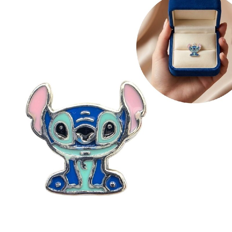CHARM DE PLATA 9.25 CON DISEÑO DE STITCH MEDIDA: 1CM PESO: 3G