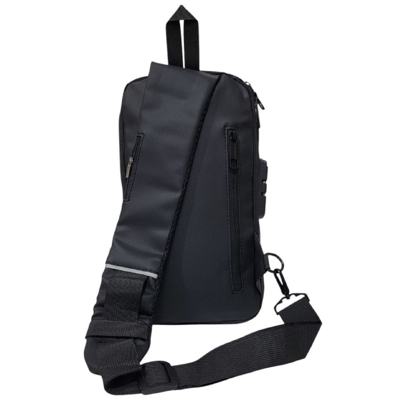 MOCHILA CRUZADO IMPERMEABLE PARA HOMBRE CON PUERTO DE CARGA USB, PARA SENDERISMO Y CAMINAR, DURADERO, RESISTENTE CON CANDADO ANTIRROBO THE ORIGIN 21X35CM