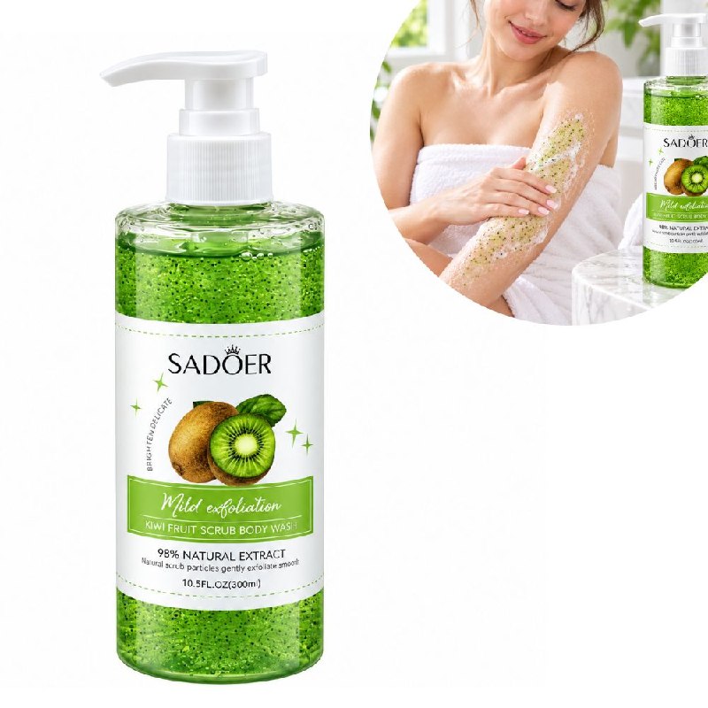 GEL DE DUCHA EXFOLIANTE LIMPIADOR CON AROMA A KIWI SADOER 300ML