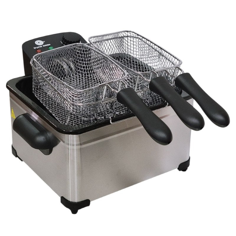 MAQUINA FREIDORA ELECTRICA CON DOBLE FILTRO 3 CESTAS DE 6L CRYSTAL CUISINE